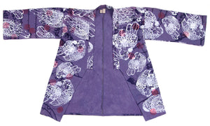 Purple Jersey Knit Kimono Style Wrap with Chickens