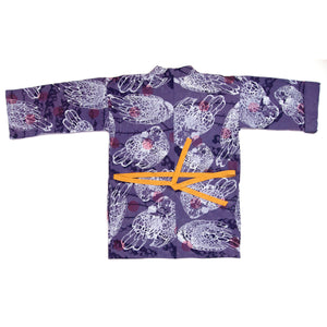Purple Jersey Knit Kimono Style Wrap with Chickens
