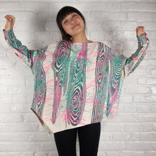 Load image into Gallery viewer, Long Sleeve Asymmetrical Top // Lime Green Neon Fractal