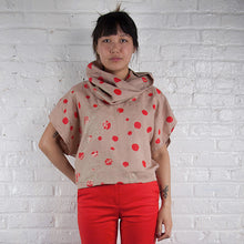 Load image into Gallery viewer, Cowl Neck Top // Linen Blend with bellflowers, morse code, and fawn marking