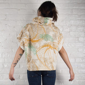 Cowl Neck Top // Pomegranate Tan with Fractal Print