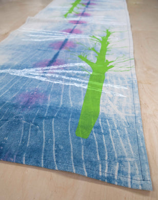 Table Runner // Indigo printed Feather Ring + Dead Tree