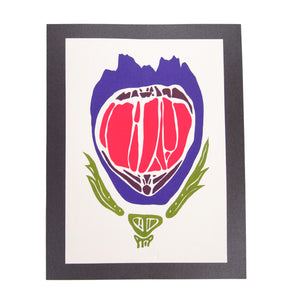 Floral Art Print // Pink Purple or Blue Flower Screenprint