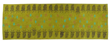 Load image into Gallery viewer, Chartreuse Green Linen Table Runner with Goat Blockprint