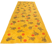 Load image into Gallery viewer, Gold Yellow Linen Table Runner with Donkey Blockprint