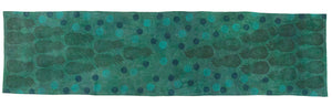 Green Linen Table Runner with Pineapple Blockprint