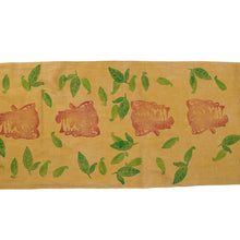 Load image into Gallery viewer, Mustard Yellow Linen Table Runner with Elephants Blockprint