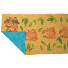 Load image into Gallery viewer, Mustard Yellow Linen Table Runner with Elephants Blockprint