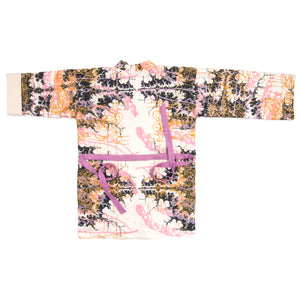White Linen Cotton Kimono Style Wrap with Mandelbrot Fractals