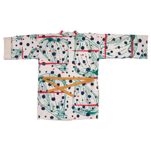 White Linen Cotton Kimono Style Wrap with Polka Dots