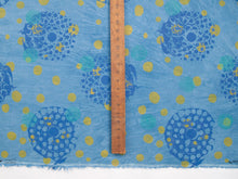 Load image into Gallery viewer, Hand Screenprinted Indigo Dyed Cotton/Linen  by Yard // Blue, Periwinkle, Teal, Yellow