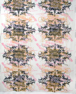Hand Screenprinted Cotton/Linen  by Yard // Metal Black, Peach Pink, Mustard Yellow
