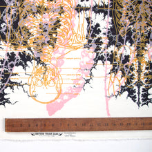 Load image into Gallery viewer, Hand Screenprinted Cotton/Linen  by Yard // Metal Black, Peach Pink, Mustard Yellow