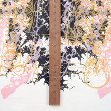 Load image into Gallery viewer, Hand Screenprinted Cotton/Linen  by Yard // Metal Black, Peach Pink, Mustard Yellow