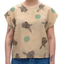 Load image into Gallery viewer, Cotton Sheer Top // Rosemary Green Ibex Horn Print