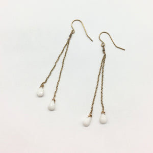 White Agate Dangling Earrings