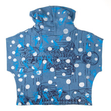 Load image into Gallery viewer, Hemp Fleece Cowl // blue with skeletons, beetles, and polka dots