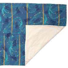 Load image into Gallery viewer, Padded Throw // Indigo Dyed Linen Printed with Goats, Fawn Makings, Coconuts