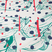 Load image into Gallery viewer, Hand Screenprinted Cotton/Linen  by Yard // Navy,Turquoise, Fluorescent Red