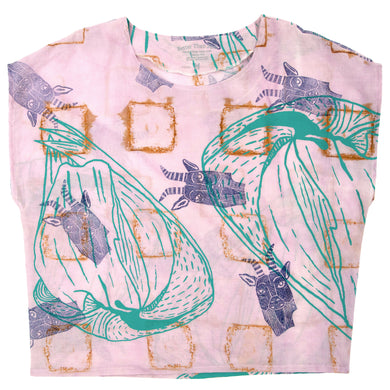 Cotton Sheer Top // Pink Rust Dyed Goat Print