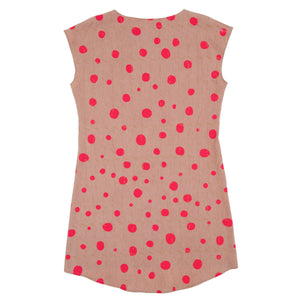 Silk Blend Shift Dress  // Avocado Pink with Polka Dots