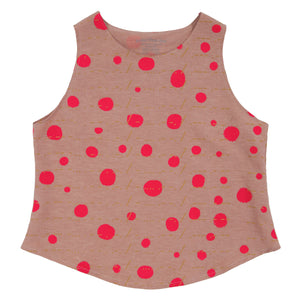 Silk Hemp Cotton Tank Top // Avocado Pink Dyed with Polka Dot Print
