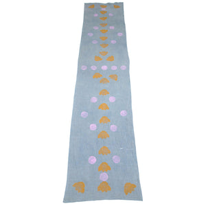 Indigo Dyed Linen Floral Blockprinted Table Runners