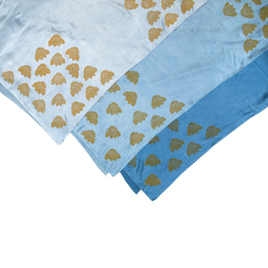 Indigo Dyed Silk Scarves with Coneflower Block Print