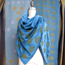Load image into Gallery viewer, Indigo Dyed Silk Scarves with Coneflower Block Print